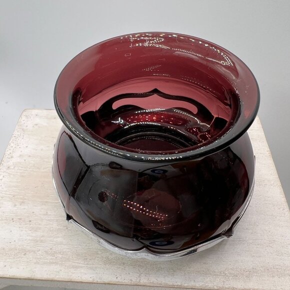 Krome-Kraft Farber Brothers Vintage Vase Amethyst Glass And Chrome Tulip  3” - Picture 2 of 11